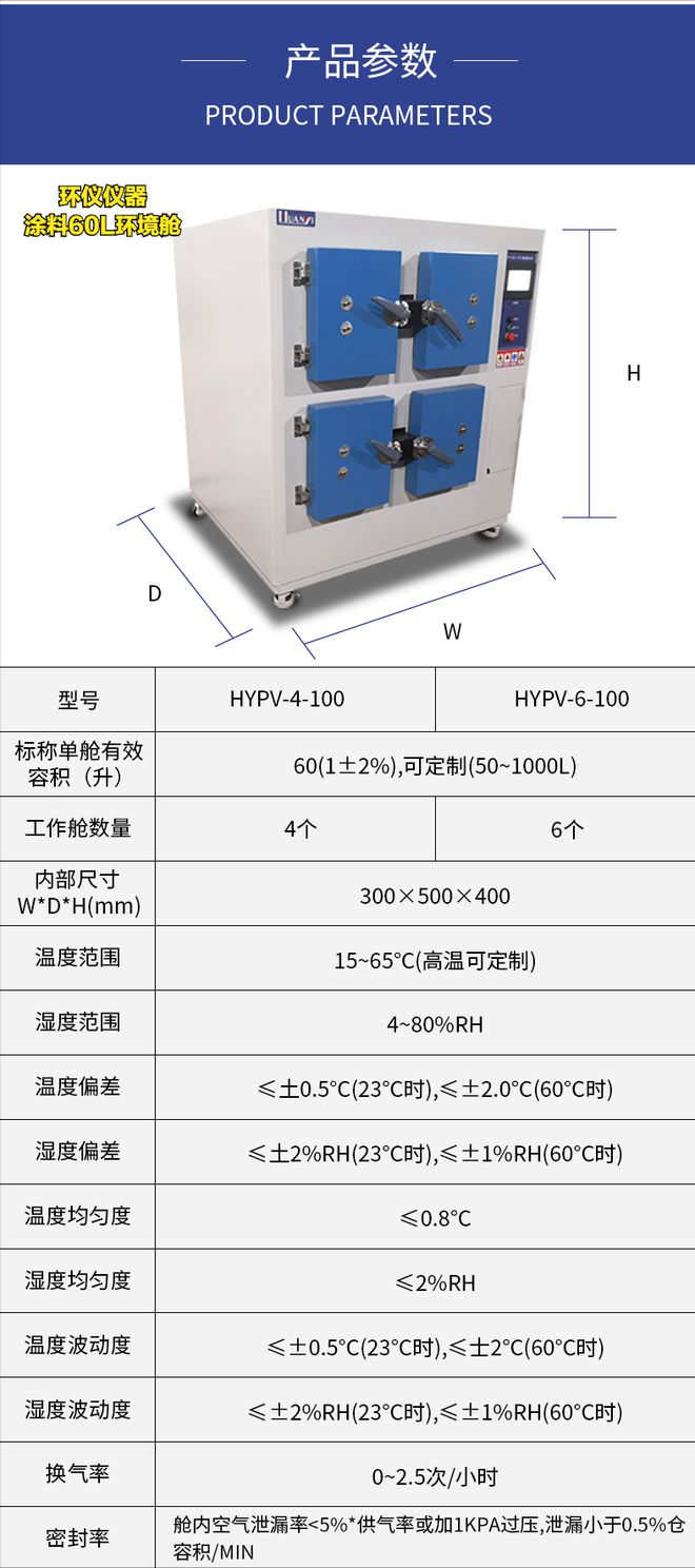 涂料60L環(huán)境測試艙技術(shù)參數(圖1)